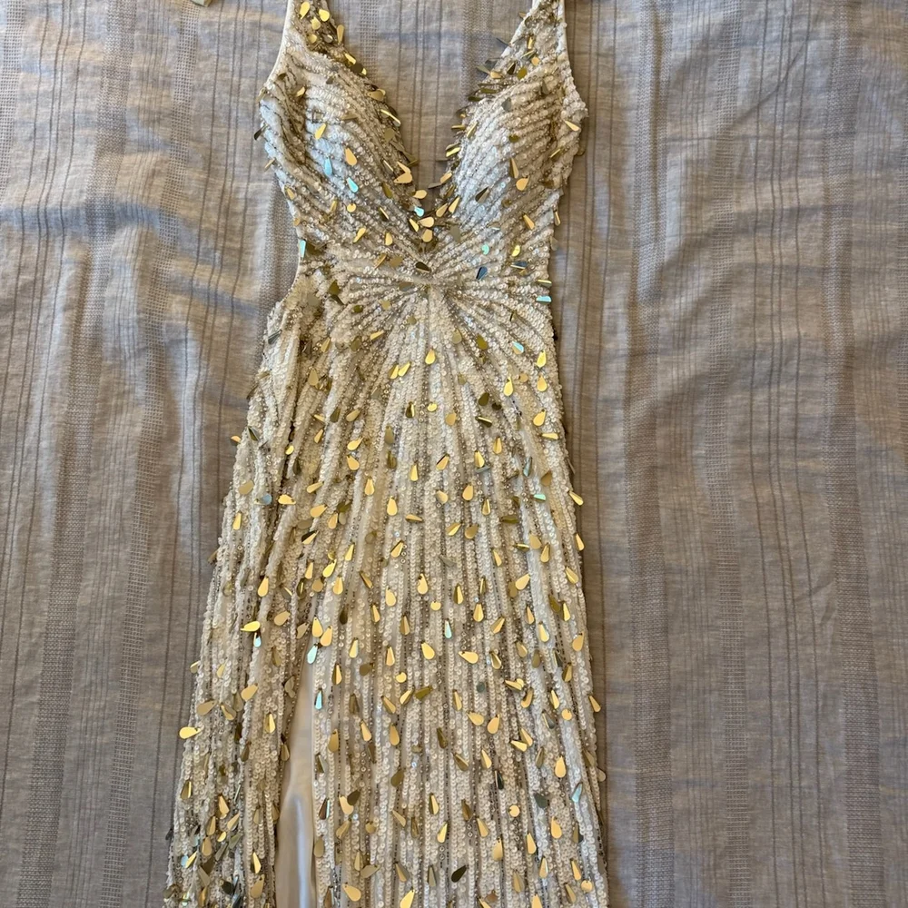 Sequin Embellished Dress with Gold Accents - Picture 8 of 9